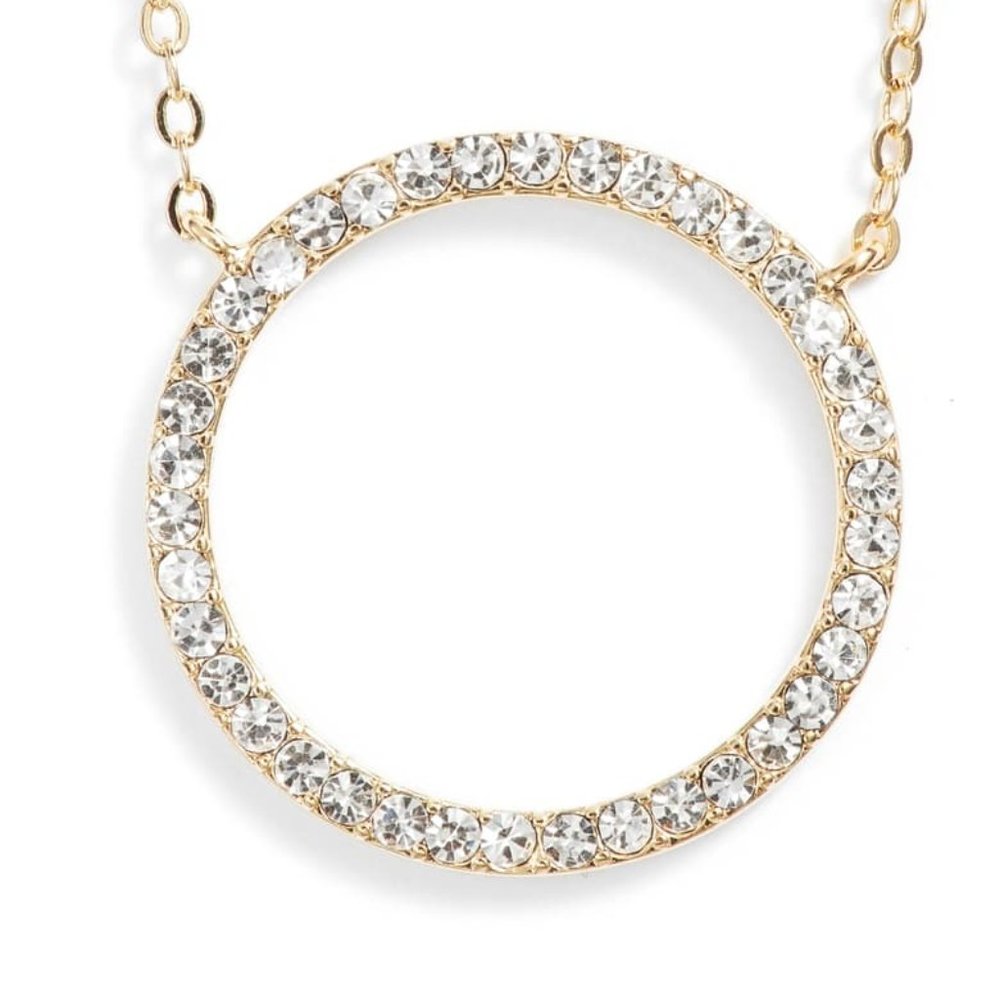 NWOT Nordstrom Pave Open Circle Pendant Necklace